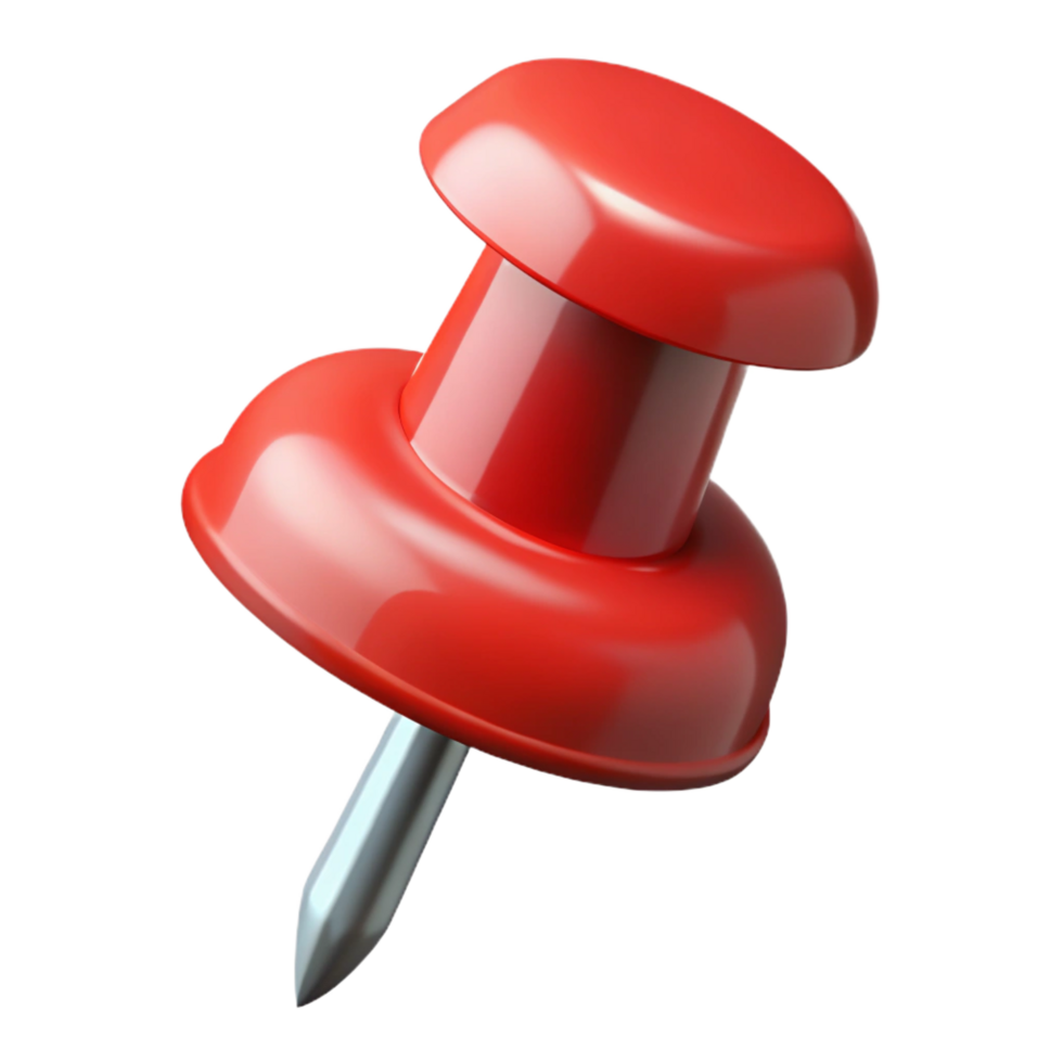calm spectacular Thumbtack, replastic head, sharp metal point, side view, studio lighting, product shot, isolateon transparent background,high-resolution product photography handcrafted png