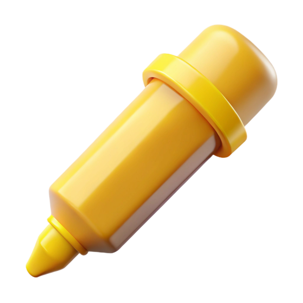 hypnotic retro Highlighter, yellow, chisel tip, cap on, studio lighting, product shot, isolateon transparent background,high-resolution product photography luxury png