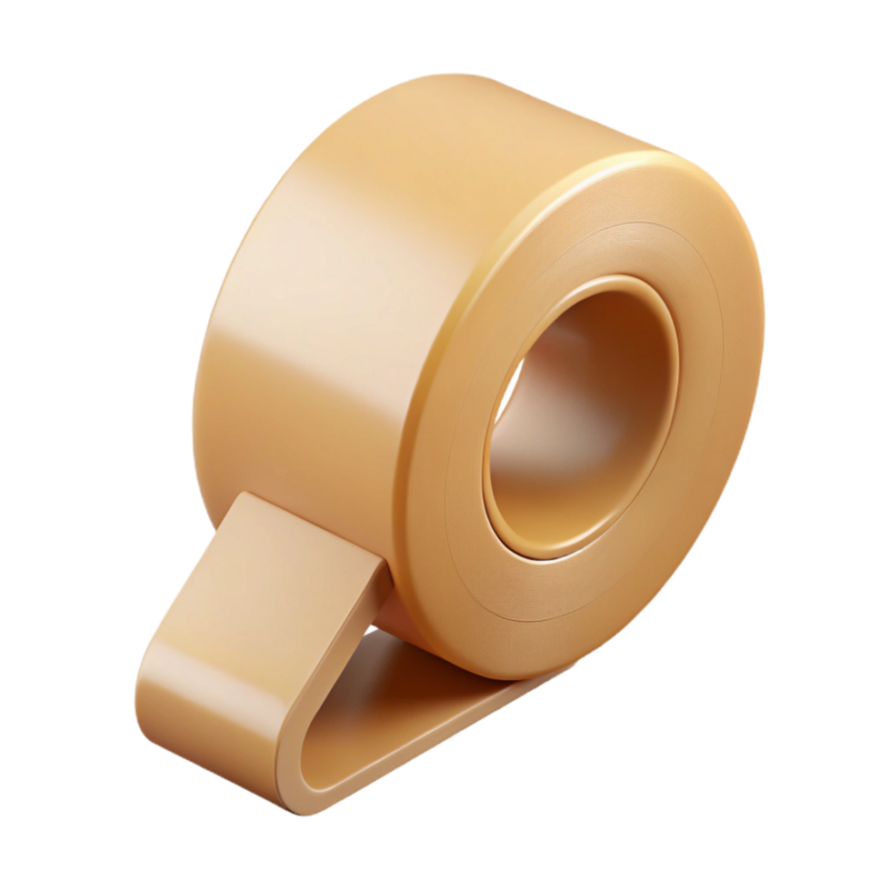 dreamy striking Roll of masking tape, beige, dispenser included, studio lighting, product shot, isolateon transparent background,high-resolution product photography studio quality png