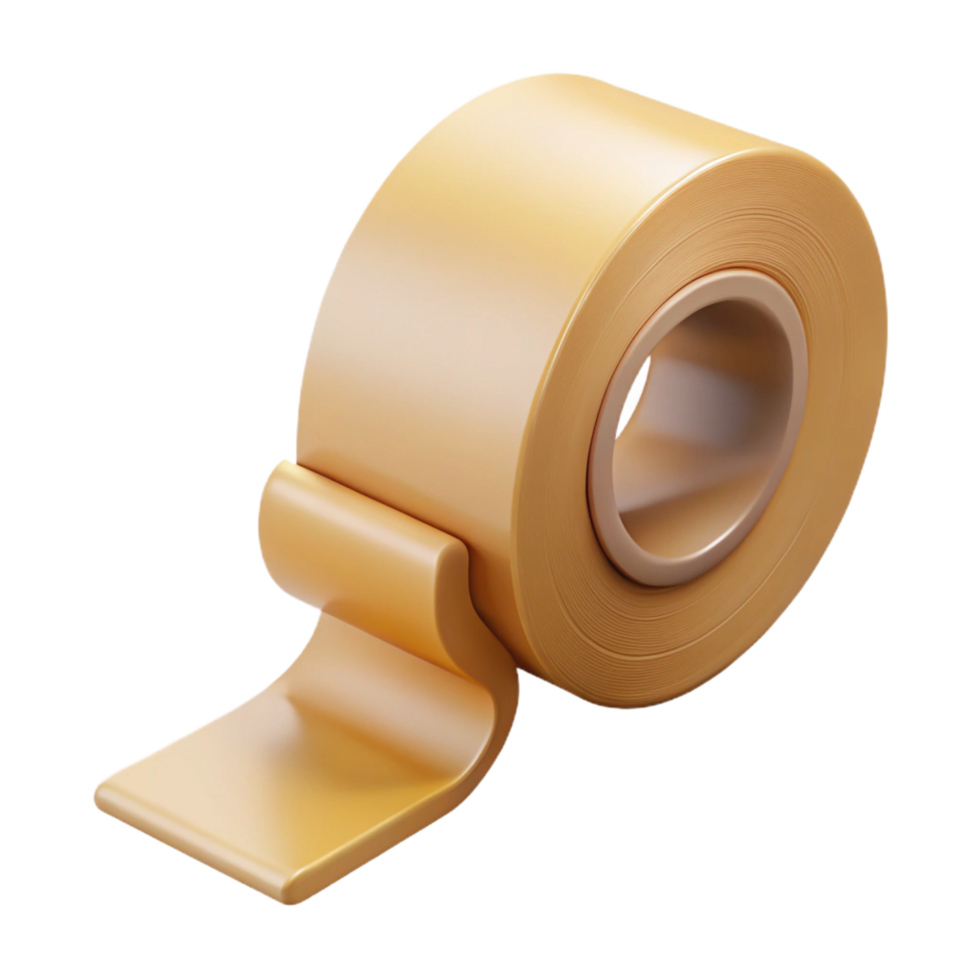 playful enchanting Roll of masking tape, beige, dispenser included, studio lighting, product shot, isolateon transparent background,high-resolution product photography refined png