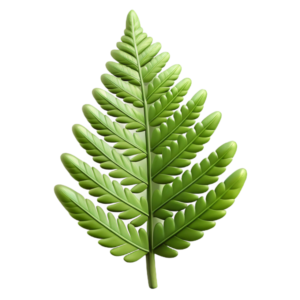 dramatic dazzling Fern frond, intricate leaf structure, delicate texture, soft lighting, front view, product shot, isolateon transparent background,high-resolution product photography crisp png