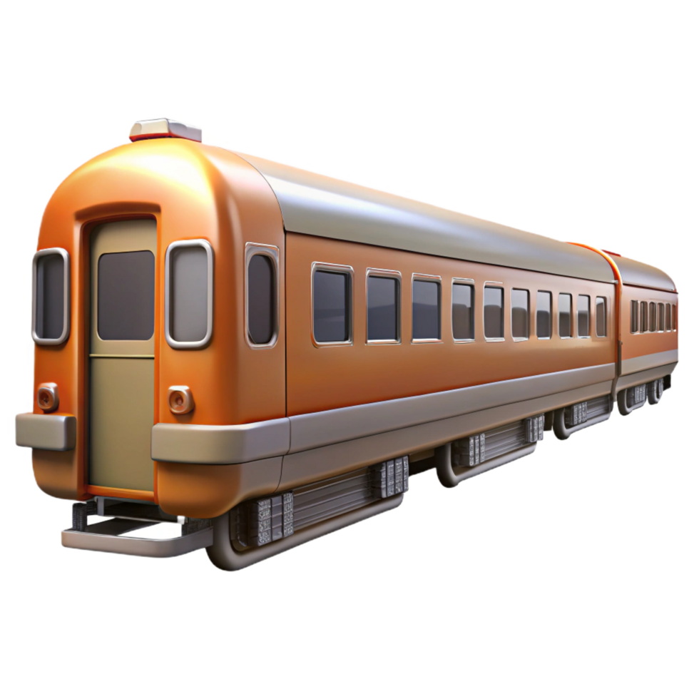 hypnotic coastal Passenger train, multiple carriages, detailewindows, glossy finish, dramatic lighting, side view, isolateon transparent background,high-resolution product photography elite png