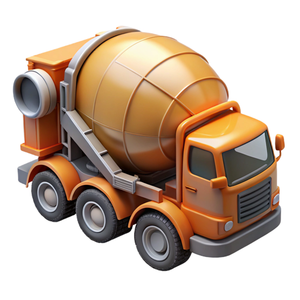 stunning memorable Cement mixer truck, rotating drum, detailechassis, matte finish, soft lighting, side view, isolateon transparent background,high-resolution product photography png