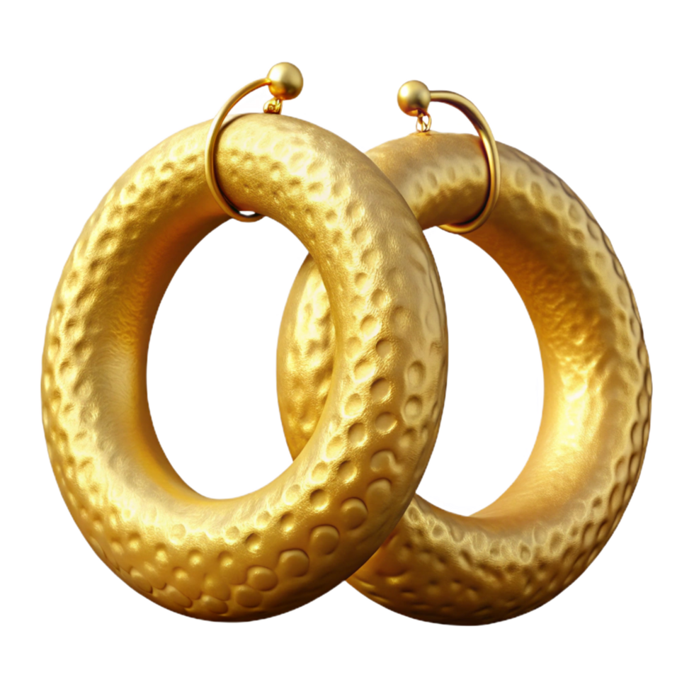 majestic acclaimeGolhoop earrings with a texturesurface, hammerefinish, lightweight design, soft lighting, front view, icon style, isolateon transparent background,high-resolution product photography png