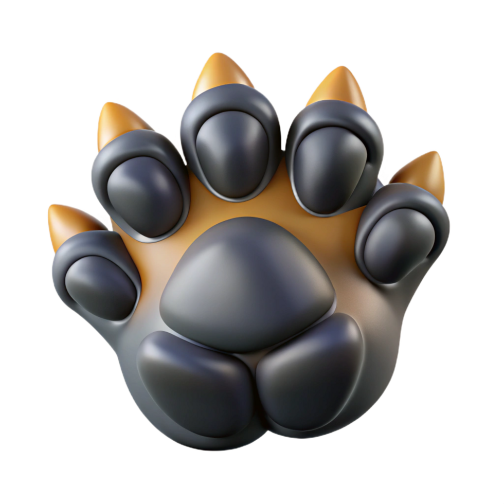 captivating unparalleleWolf paw, detaileclaws anpads, studio lighting, top-down view, hyperrealistic, isolateon transparent background,high-resolution product photography png