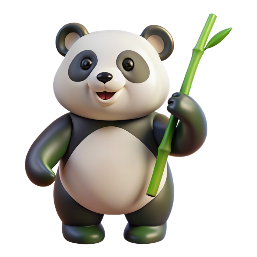 splendivictorian Panda standing on hinlegs, reaching for bamboo, studio lighting, front view, hyperrealistic, isolateon transparent background,high-resolution product photography masterfully captured png
