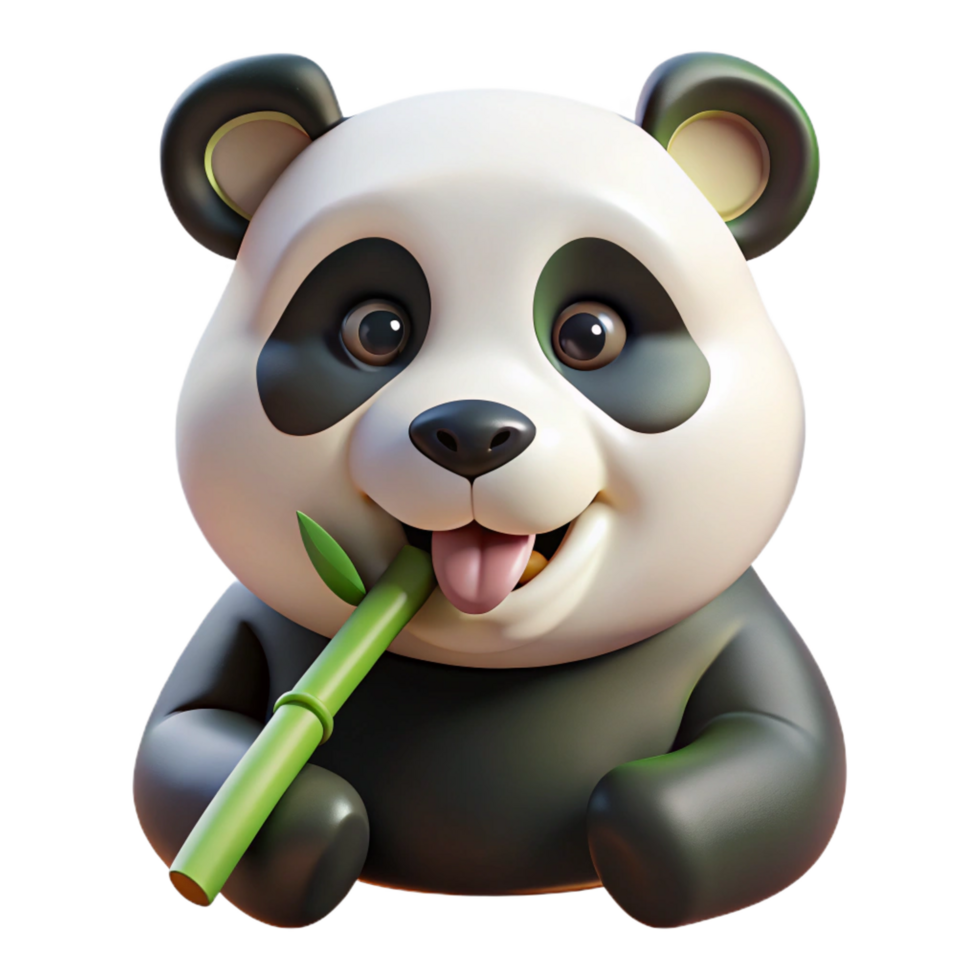 alluring elegant Panda chewing bamboo, detailemouth anteeth, soft lighting, side view, photorealistic, isolateon transparent background,high-resolution product photography refined png