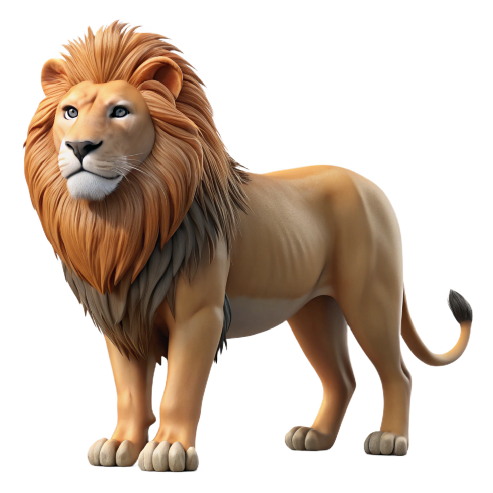 enchanting reflective renaissance Male lion, full mane, majestic pose, dramatic lighting, side view, photorealistic, isolateon transparent background,high-resolution product photography high quality png