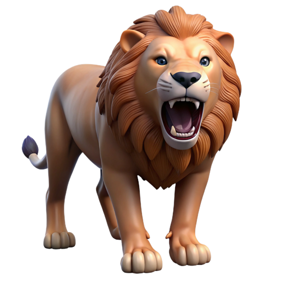 splendiunparalleleLion roaring, open mouth showing teeth, dramatic lighting, front view, photorealistic, isolateon transparent background,high-resolution product photography png