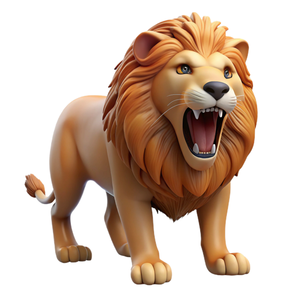 unparallelecreative Lion roaring, open mouth showing teeth, dramatic lighting, front view, photorealistic, isolateon transparent background,high-resolution product photography perfect clarity png