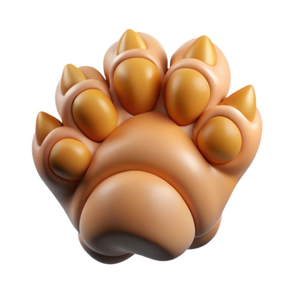remarkable surreal Lion paw, detaileclaws anpads, studio lighting, top-down view, photorealistic, isolateon transparent background,high-resolution product photography professional png