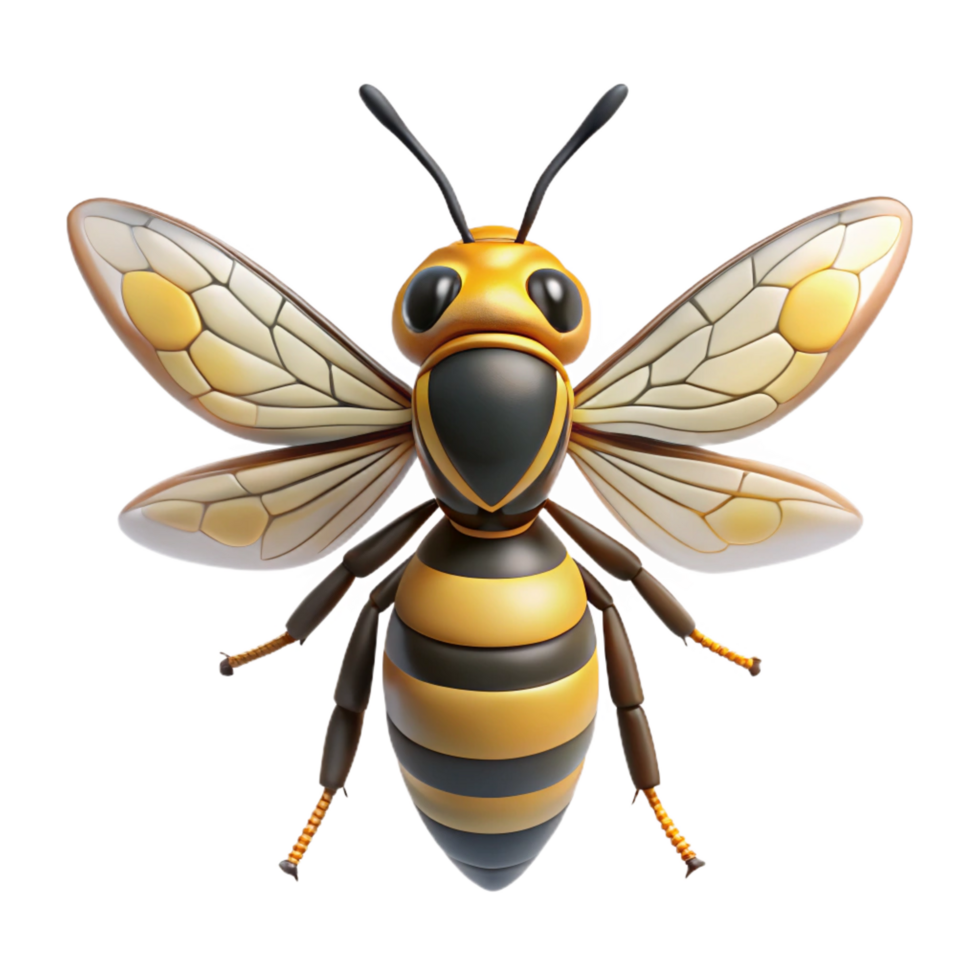 impressive intense classic Wasp with stripeabdomen, detailestinger, translucent wings, soft lighting, minimalist, with transparent background,high-resolution product photography fine detail png