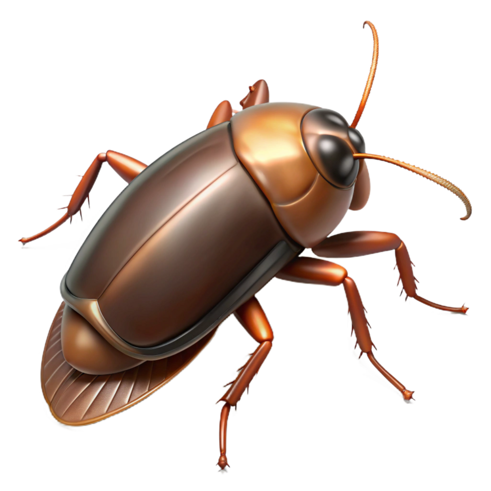 beautiful bolnordic Cockroach with glossy brown exoskeleton, detaileantennae, long legs, dramatic lighting, minimalist, with transparent background,high-resolution product photography high quality png