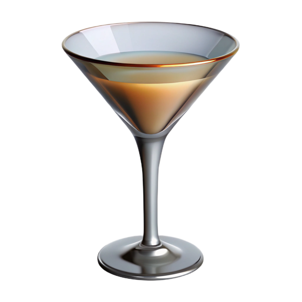 dreamy vibrant Martini glass, classic shape, clear glass, dramatic lighting, side view, isolateon transparent background,high-resolution product photography fine detail png
