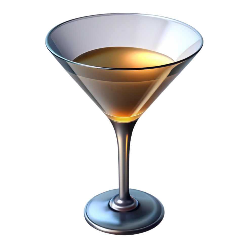 timeless retro Martini glass, classic shape, clear glass, dramatic lighting, side view, isolateon transparent background,high-resolution product photography authentic png