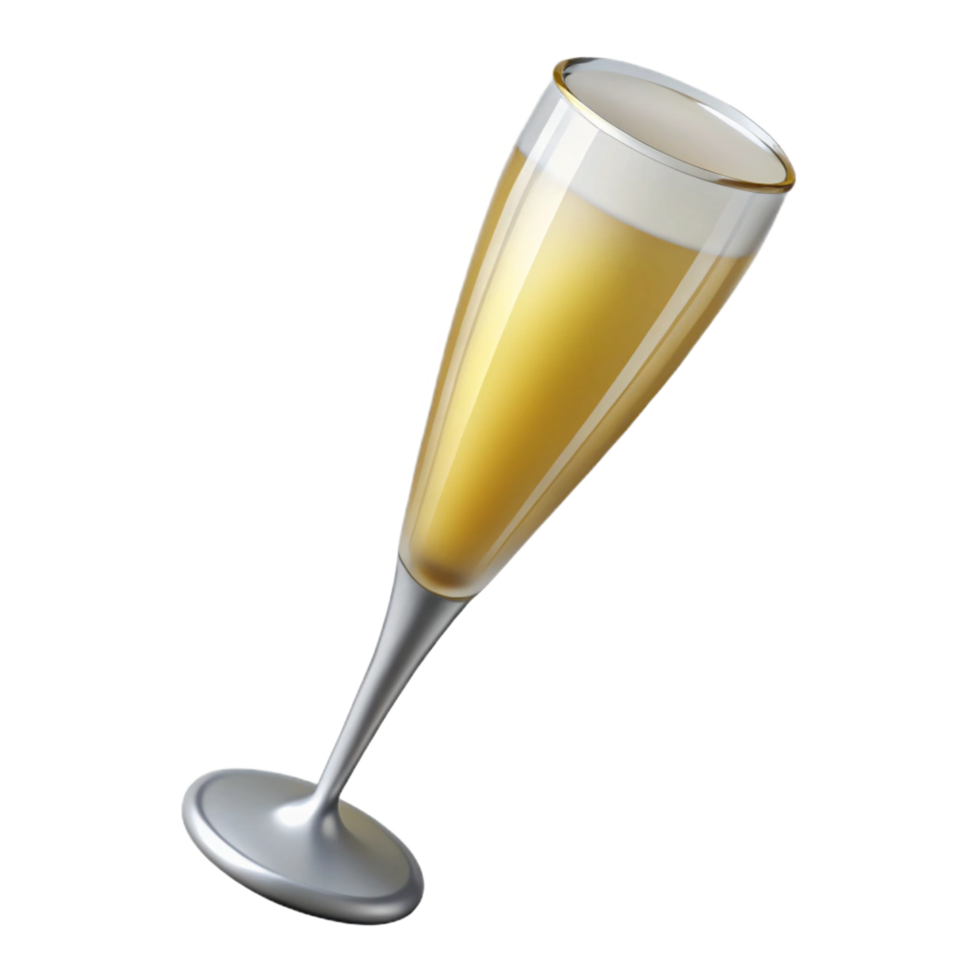 elegant mysterious rustic Champagne flute, slender anelegant, clear glass, studio lighting, top-down view, isolateon transparent background,high-resolution product photography 8K png