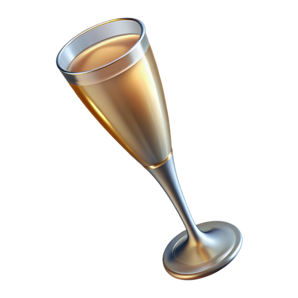 distinguisheartistic Champagne flute, slender anelegant, clear glass, studio lighting, top-down view, isolateon transparent background,high-resolution product photography 4K png
