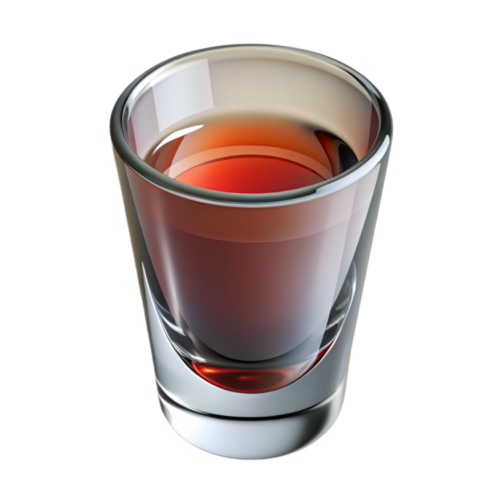 elegant renaissance Shot glass, small anthick, clear glass, dramatic lighting, side view, isolateon transparent background,high-resolution product photography authentic png