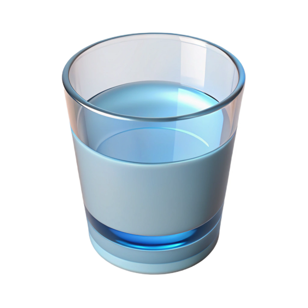 captivating signature Water glass, simple ancylindrical, clear glass, soft lighting, top-down view, isolateon transparent background,high-resolution product photography png