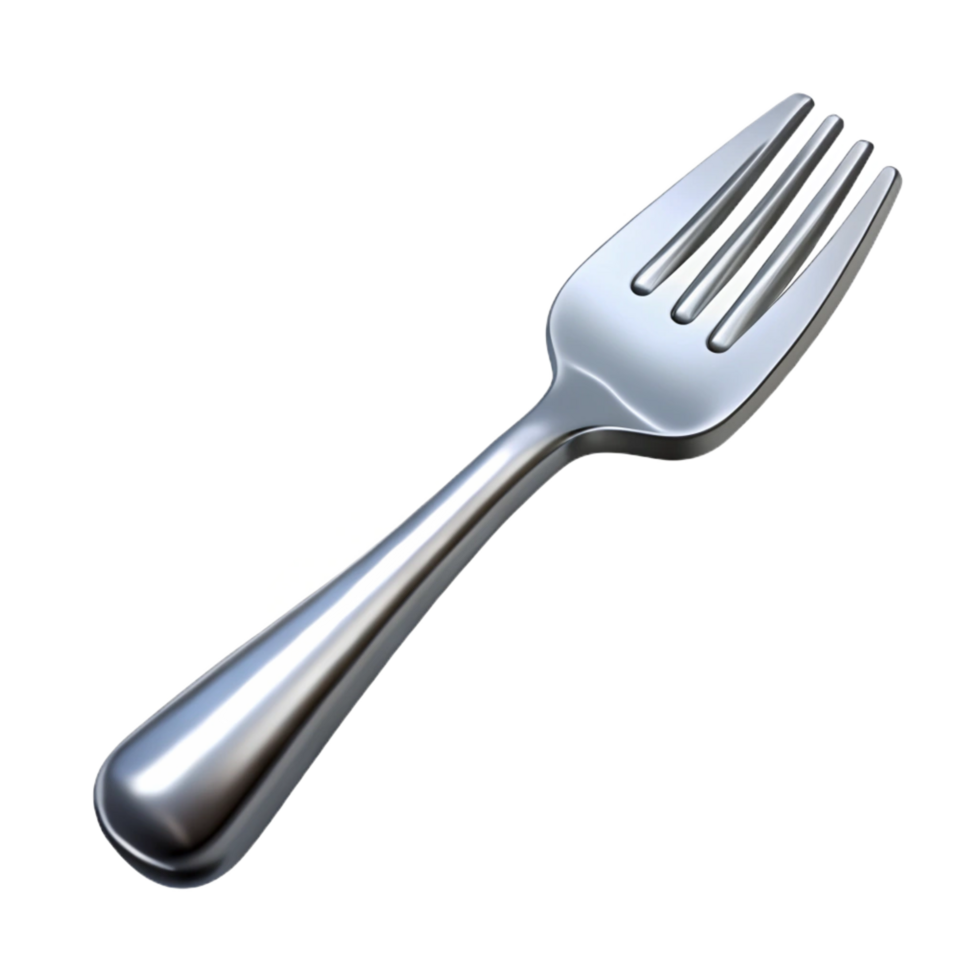 dramatic abstract Dinner fork, stainless steel, polishefinish, studio lighting, top-down view, isolateon transparent background,high-resolution product photography authentic png