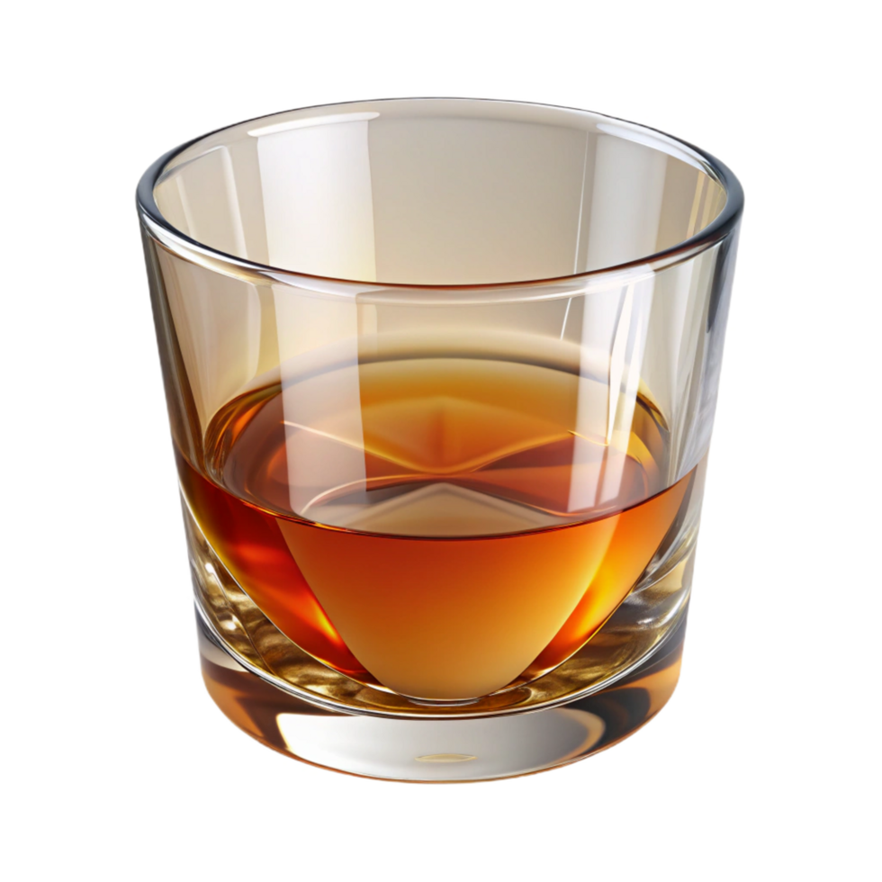 dramatic rare Whisky glass, short anwide, cut crystal, studio lighting, front view, isolateon transparent background,high-resolution product photography png