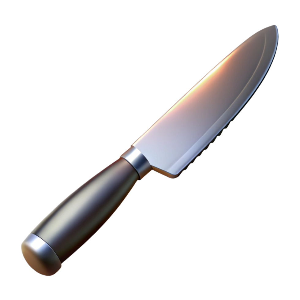 mesmerizing energetic geometric Dinner knife, stainless steel, serrateedge, dramatic lighting, side view, isolateon transparent background,high-resolution product photography genuine png
