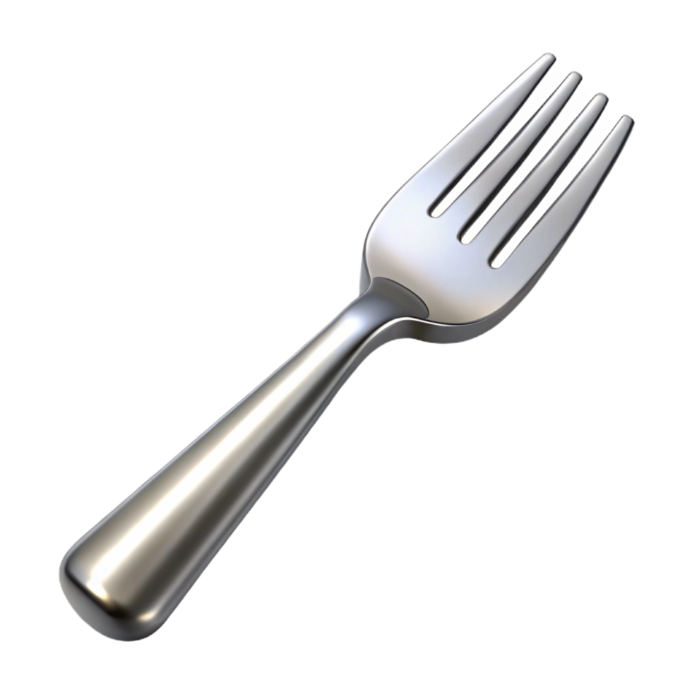 serene passionate impressionist Dinner fork, stainless steel, polishefinish, studio lighting, top-down view, isolateon transparent background,high-resolution product photography perfect clarity png