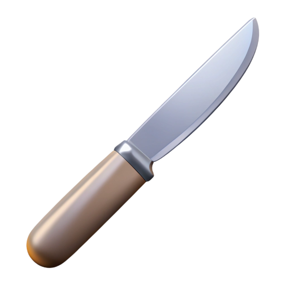 romantic dazzling Steak knife, stainless steel, sharp blade, soft lighting, top-down view, isolateon transparent background, studio quality png