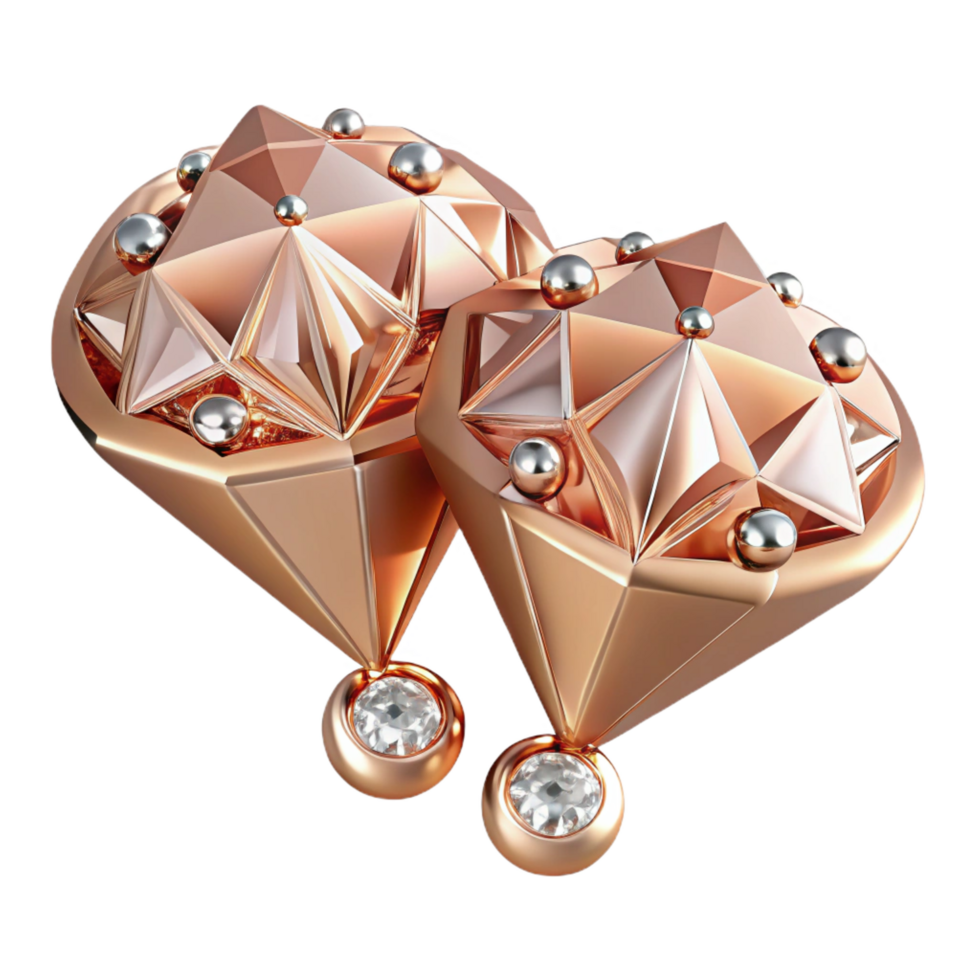 tranquil spectacular Diamonearrings, cluster of small diamonds, rose golsetting, sparkling finish, soft lighting, top-down view, product shot, with transparent backgrouncrisp png