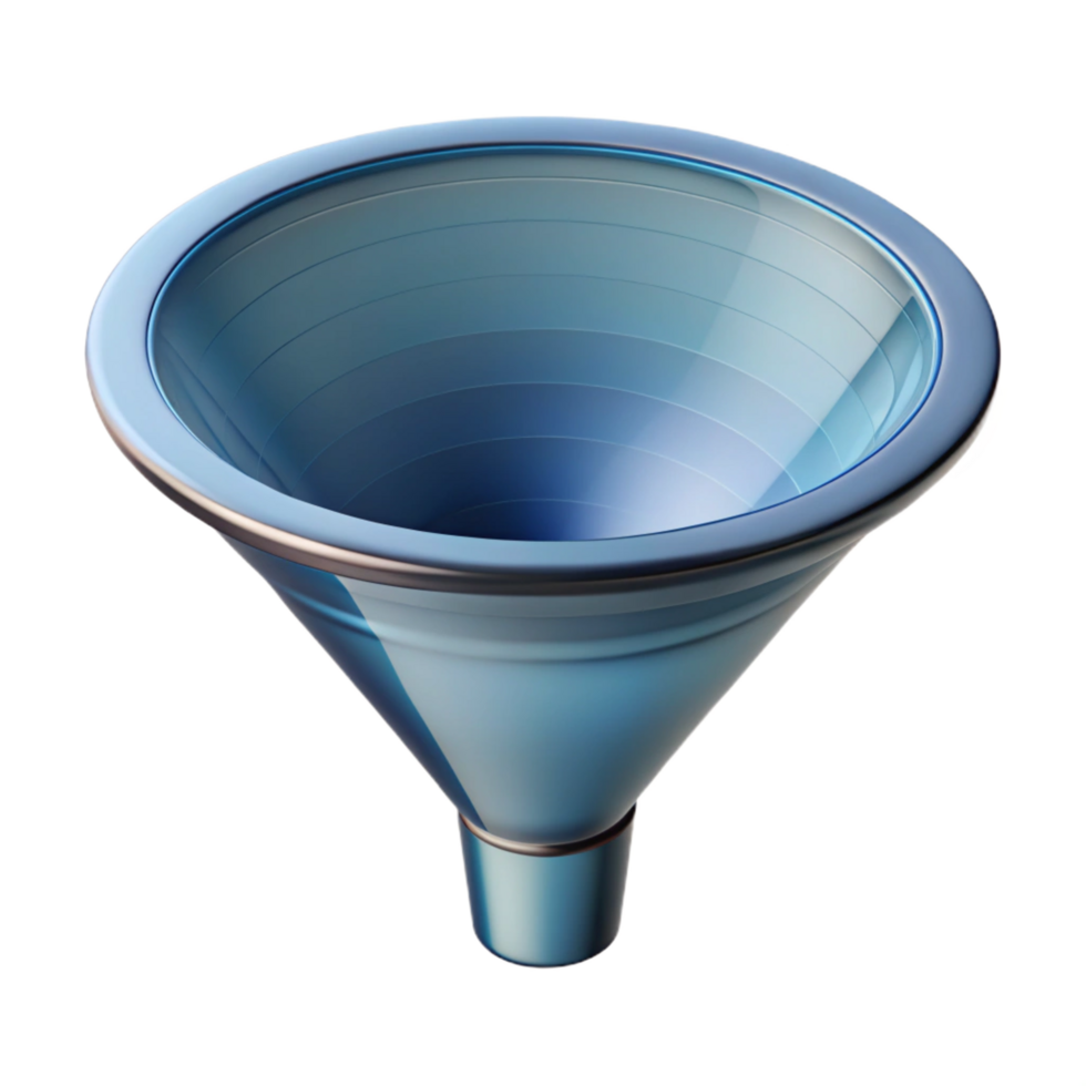 inspireorganic Glass funnel with ribbeinterior, studio lighting, top-down view, glossy finish, isolateon transparent background,high-resolution product photography handcrafted png