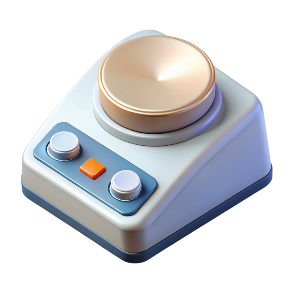 rare nordic Magnetic stirrer with rotating bar andigital speecontrol, white plastic casing, studio lighting, top-down view, isolateon transparent background,high-resolution product photography refined png