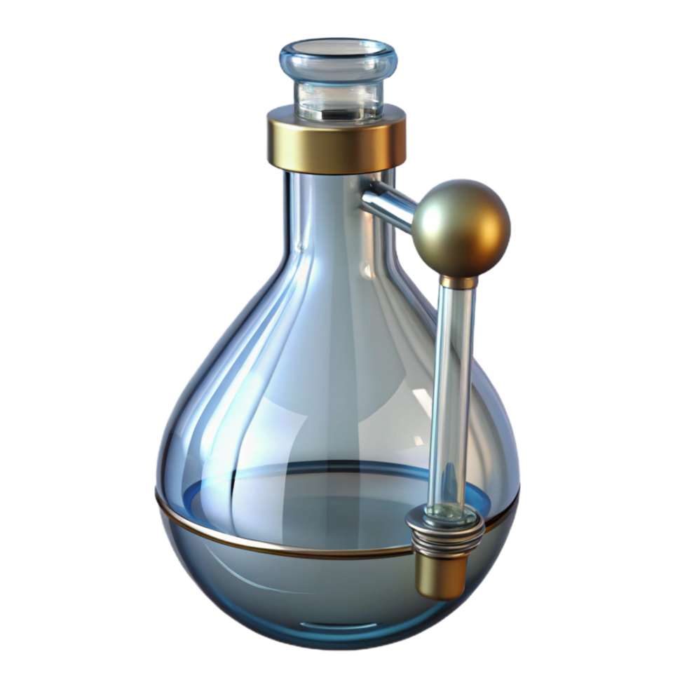 spectacular bohemian Burette with graduatemarkings anstopcock, glass construction, studio lighting, side view, isolateon transparent background,high-resolution product photography professional png