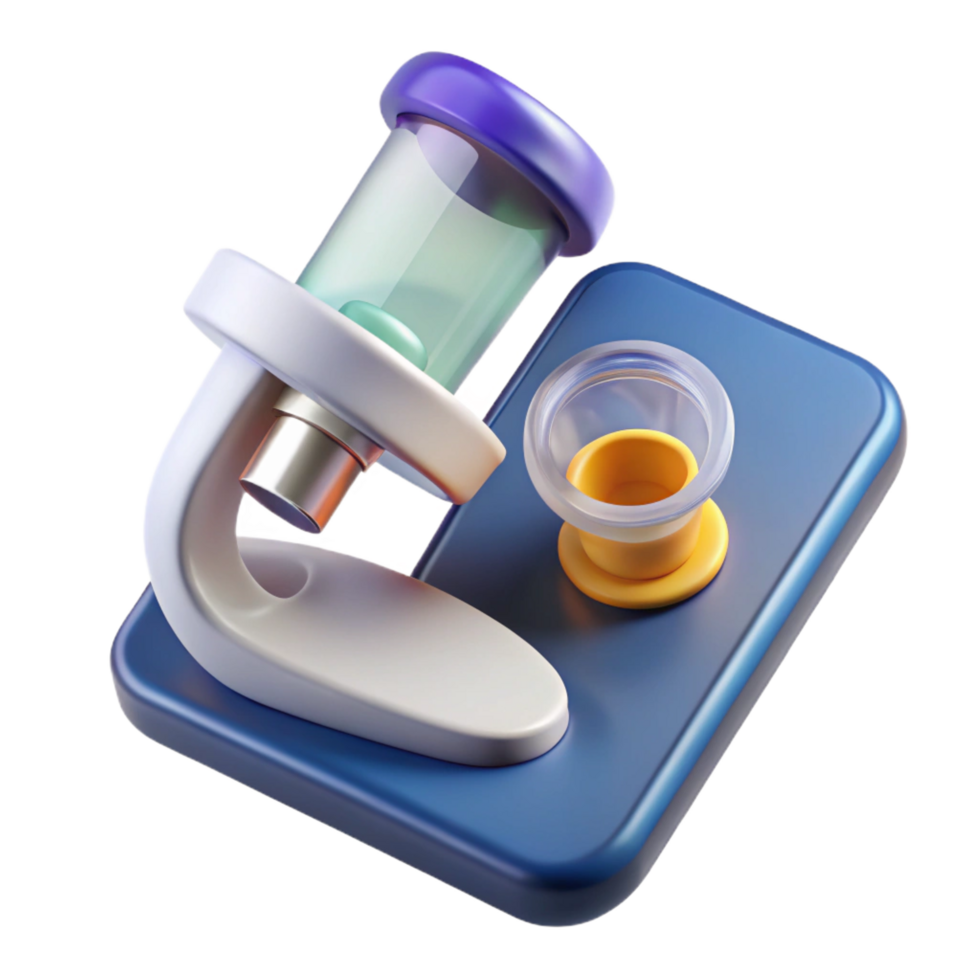 serene surreal Microscope slide with preparespecimen, glass cover slip, studio lighting, top-down view, isolateon transparent background,high-resolution product photography flawless png