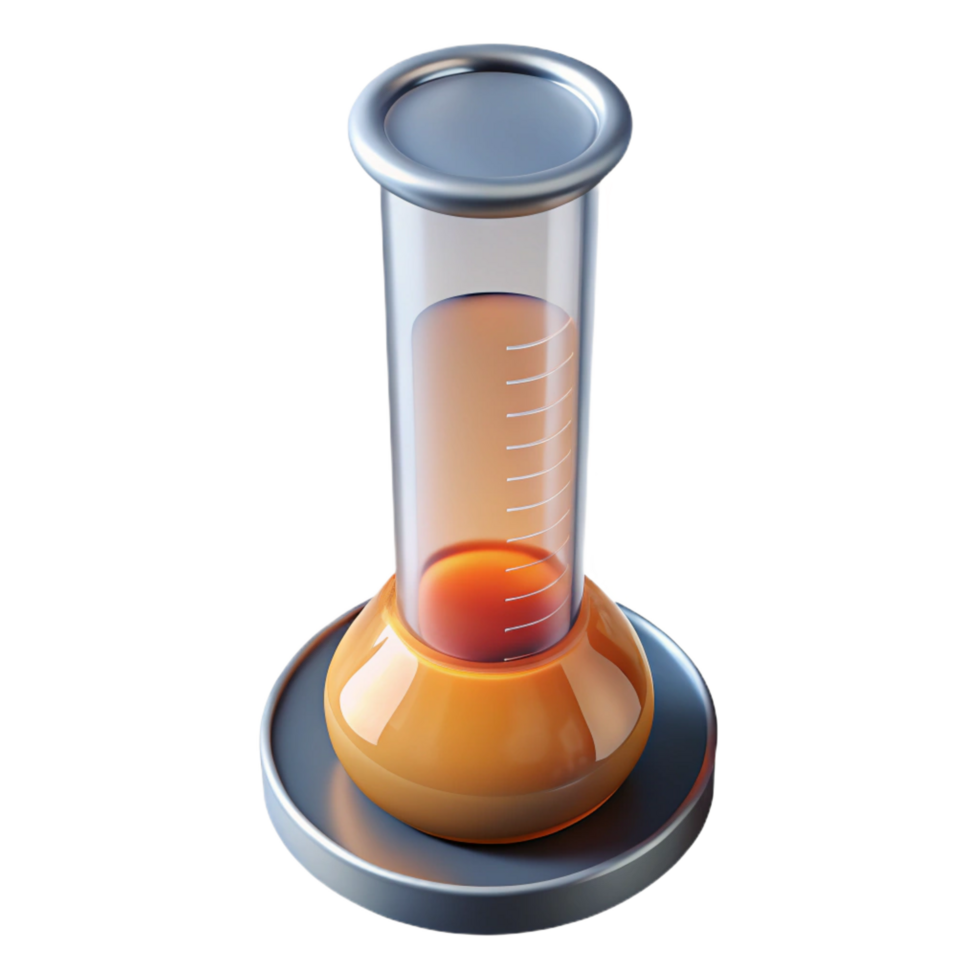 dynamic serene Graduatecylinder with precise markings anpouring spout, glass construction, studio lighting, front view, isolateon transparent background,high-resolution product photography impeccable png