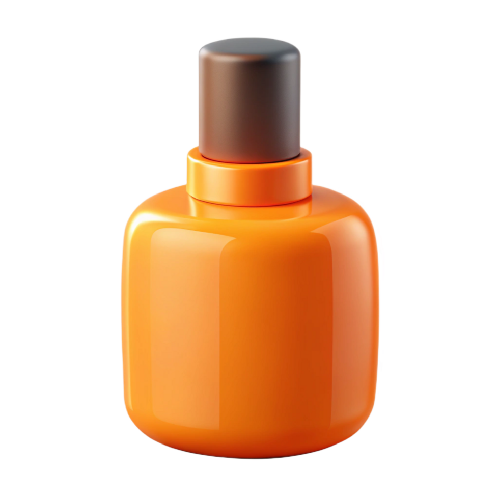 sumptuous rare A bottle of bright orange nail polish remover with a texturecap, soft lighting, front view, studio photography, isolateon transparent background,high-resolution product photography png