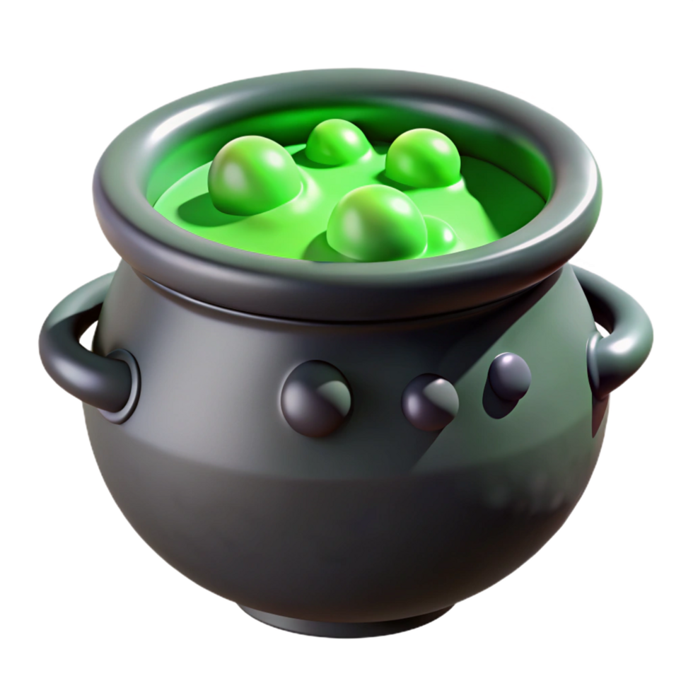 remarkable victorian Plastic cauldron fillewith dry ice anbubbling green liquid, dramatic lighting, isolateon transparent background,high-resolution product photography ultra HD png
