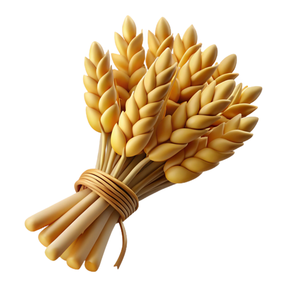 sumptuous intense bohemian Bundle of wheat stalks tiewith twine, natural texture, soft lighting, isolateon transparent background,high-resolution product photography expertly shot png