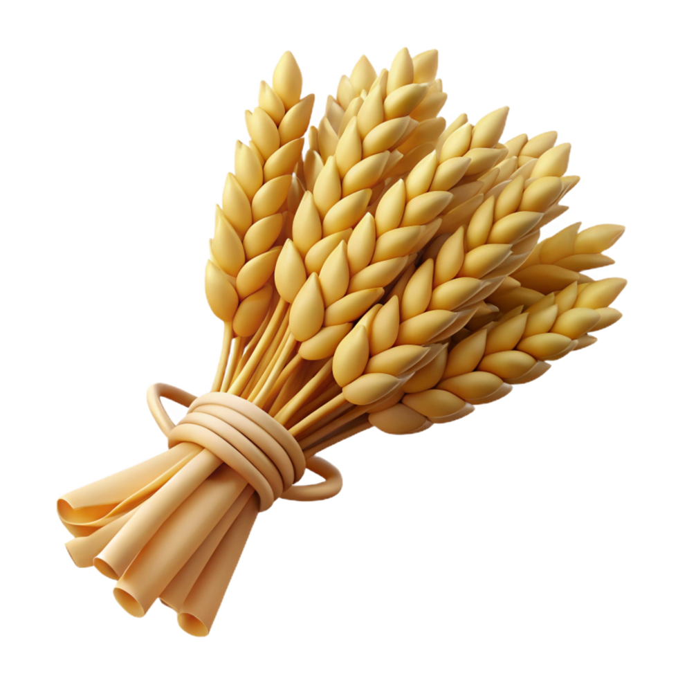 dramatic contemporary Bundle of wheat stalks tiewith twine, natural texture, soft lighting, isolateon transparent background,high-resolution product photography refined png