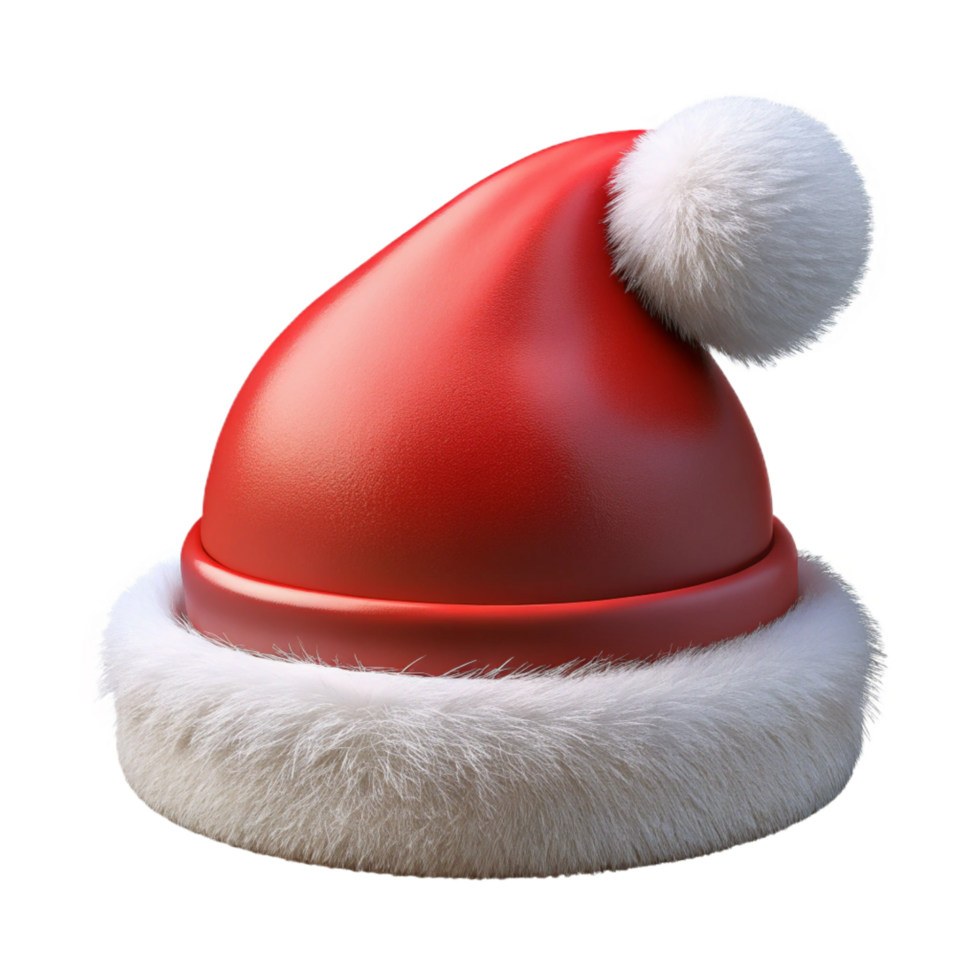 distinctive bohemian Santa Claus hat with fluffy white trim anpompom, velvet texture, front view, studio lighting, with transparent background,high-resolution product photography museum quality png