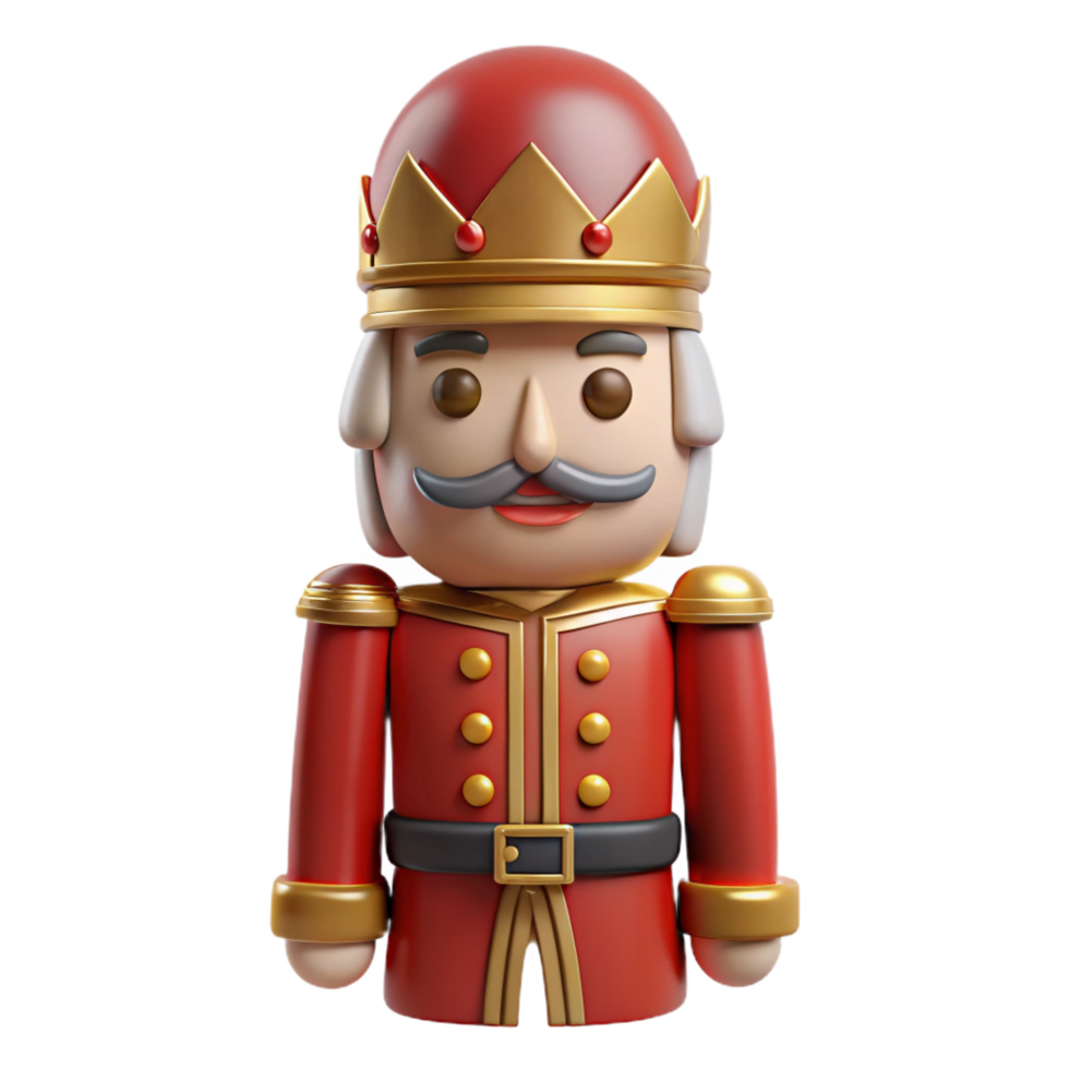 serene futuristic Wooden nutcracker figurine with detaileuniform anpainteface, front view, studio lighting, isolateon transparent background,high-resolution product expertly shot png