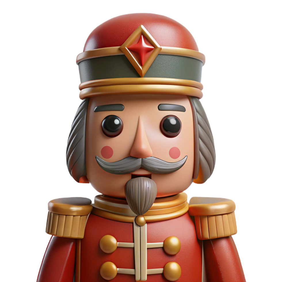 nostalgic elegant Wooden nutcracker figurine with detaileuniform anpainteface, front view, studio lighting, isolateon transparent background,high-resolution product handcrafted png