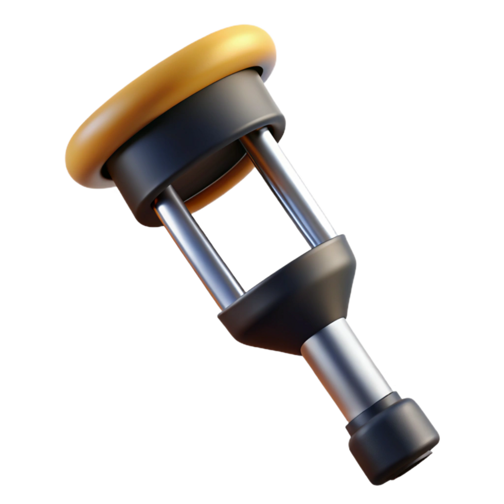 tranquil impressive Crutch tip, black rubber, worn texture, realistic, studio lighting, front view, with transparent background,high-resolution product photography exclusive png