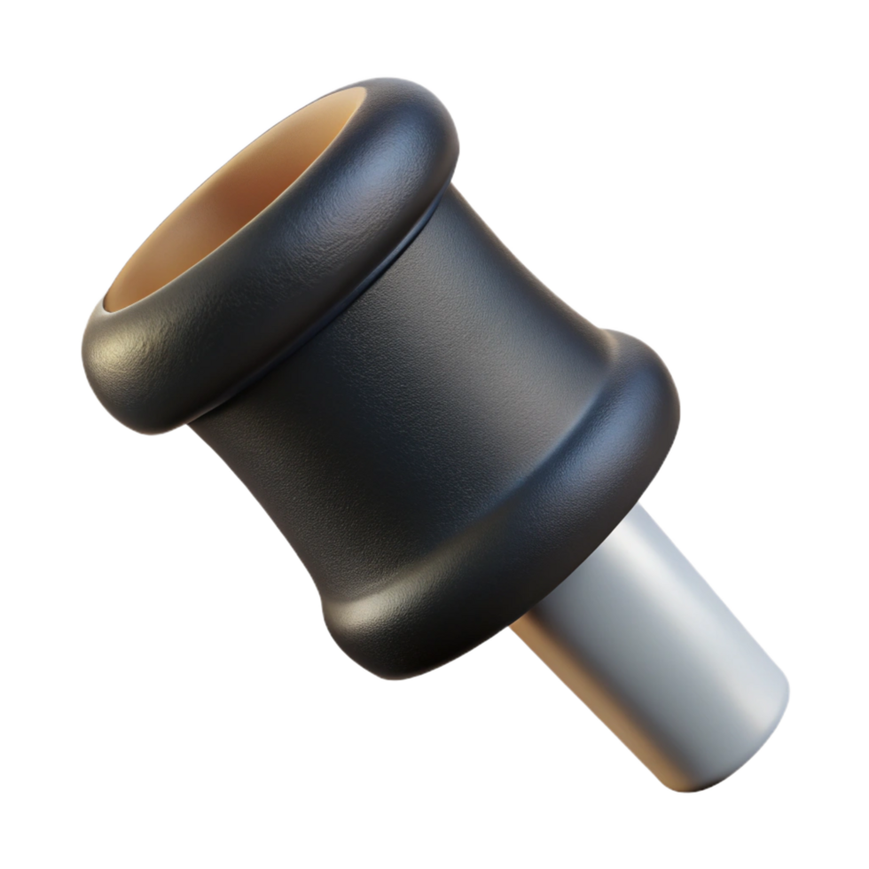 spectacular acclaimeCrutch tip, black rubber, worn texture, realistic, studio lighting, front view, with transparent background,high-resolution product photography png