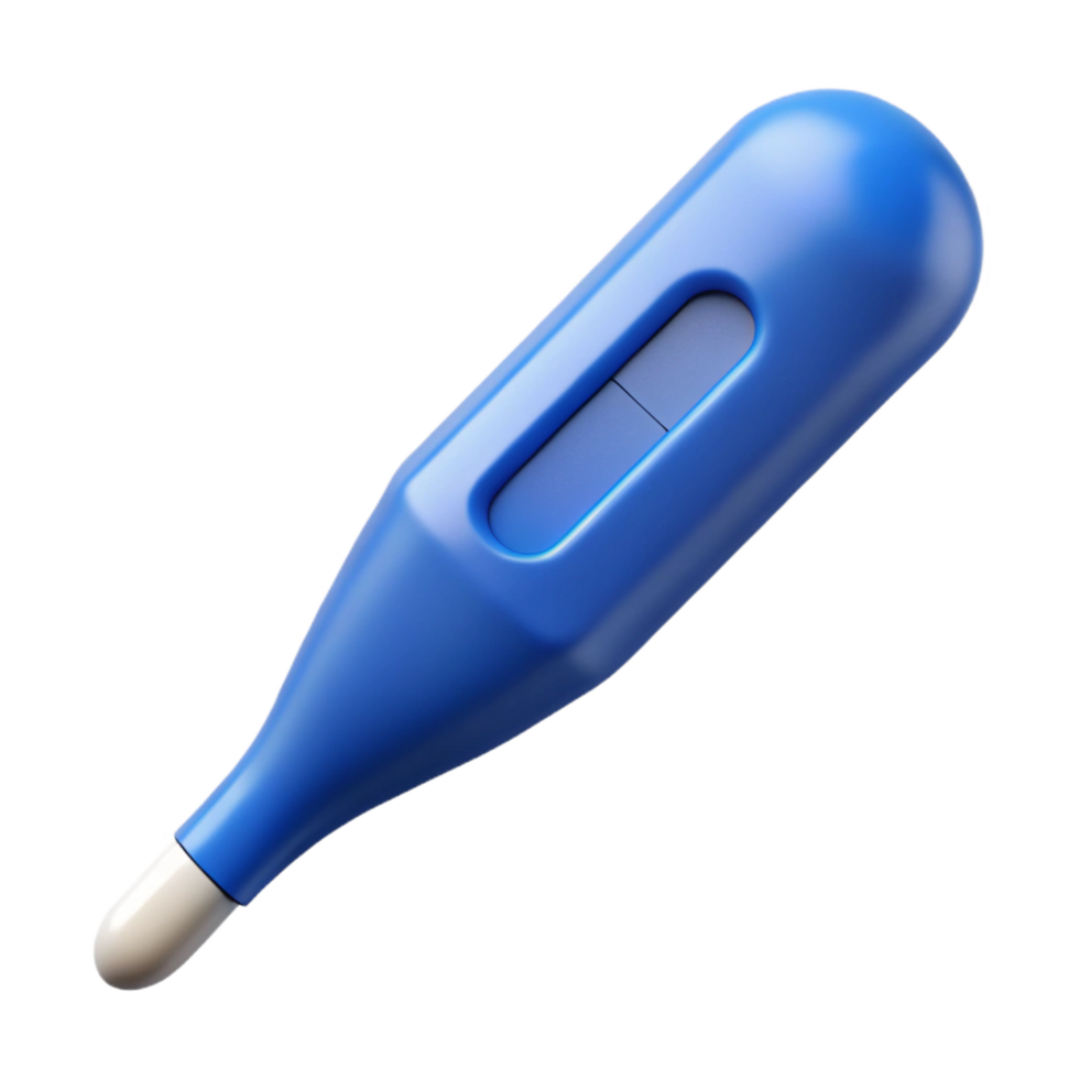 elegant timeless Thermometer probe cover, disposable plastic, blue color, realistic, soft lighting, front view, with transparent background,high-resolution product photography png