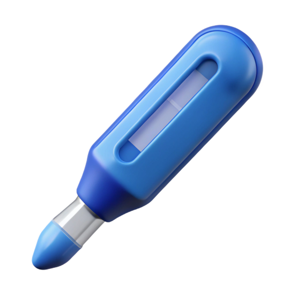 distinctive mid-century Thermometer probe cover, disposable plastic, blue color, realistic, soft lighting, front view, with transparent background,high-resolution product photography elite png