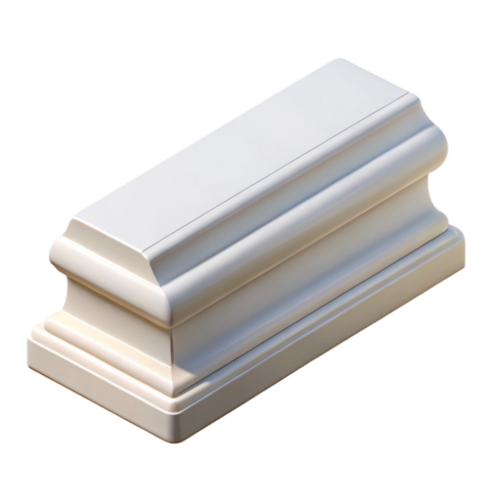 sought-after mid-century Baseboarmolding, white paintewood, simple design, soft lighting, photorealistic, isolateon transparent background,high-resolution product photography 4K png