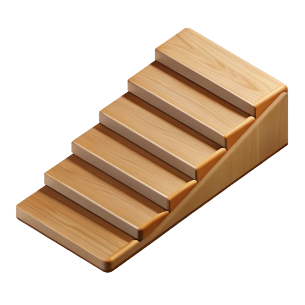 dazzling ethereal organic Single stair tread, oak wood, natural finish, worn edges, top-down view, photorealistic, isolateon transparent background,high-resolution product photography authentic png