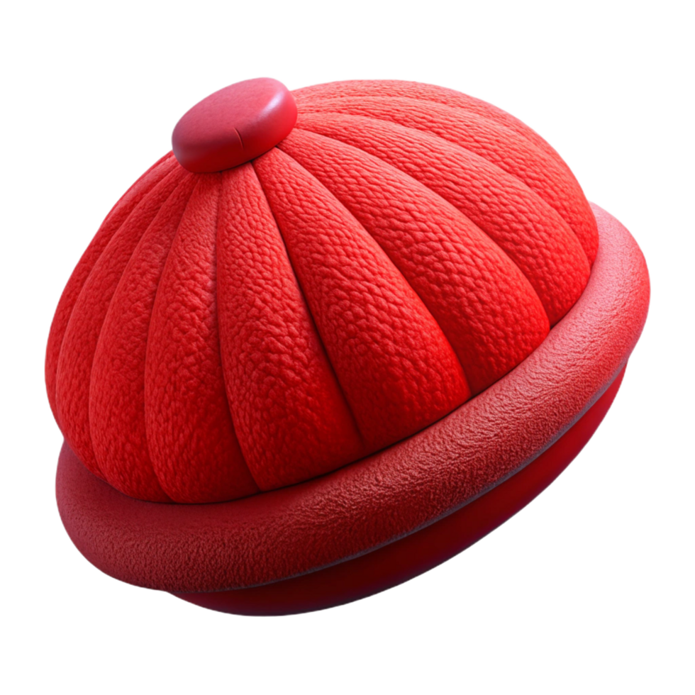 whimsical immaculate A woman's wool beret, red, knittetexture, slightly angled, studio lighting, photorealistic, isolateon transparent background,high-resolution product photography detailed png