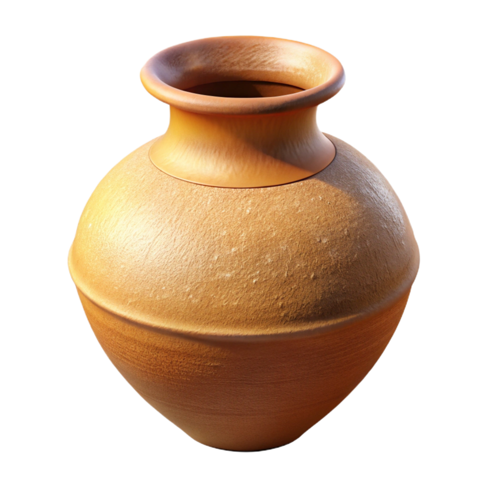 dramatic tropical Ceramic vase with a texturesurface, earthy tones, matte finish, soft lighting, isolateon transparent background,high-resolution product photography crisp png