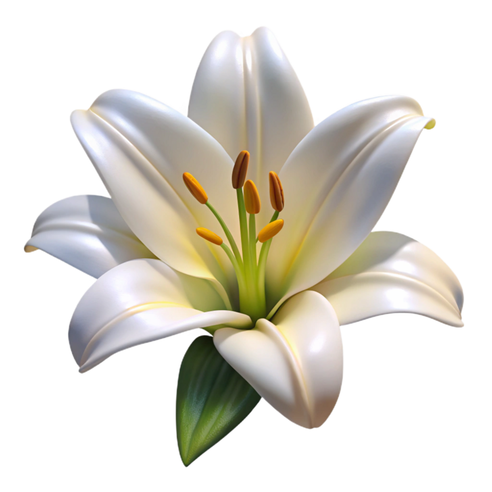 sumptuous coastal White lily with fully openebloom, visible pollen, dramatic lighting, front view, isolateon transparent background,high-resolution product photography elite png